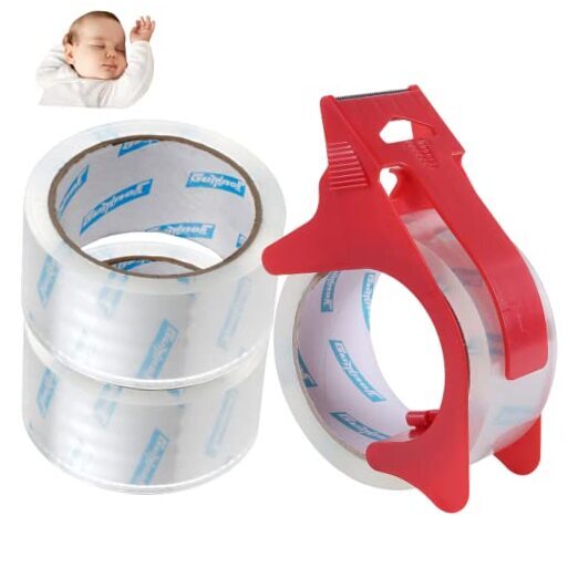 Silent Clear Packing Tape with Refillable Dispenser, Heavy Duty Packaging 3