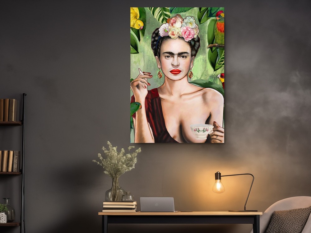 Frida Cups Herself with Tea Morning Rush by Mexican Master Artist