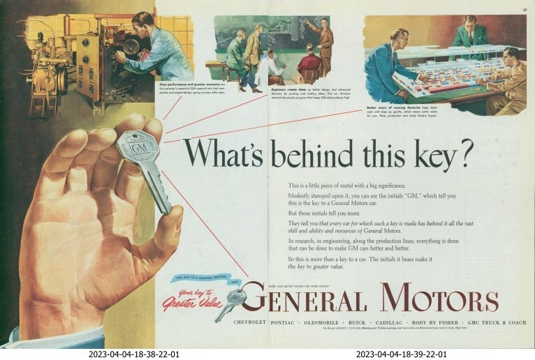 1948 General Motors Key Chalkboard Design Factory Layout Vintage Print Ad C12