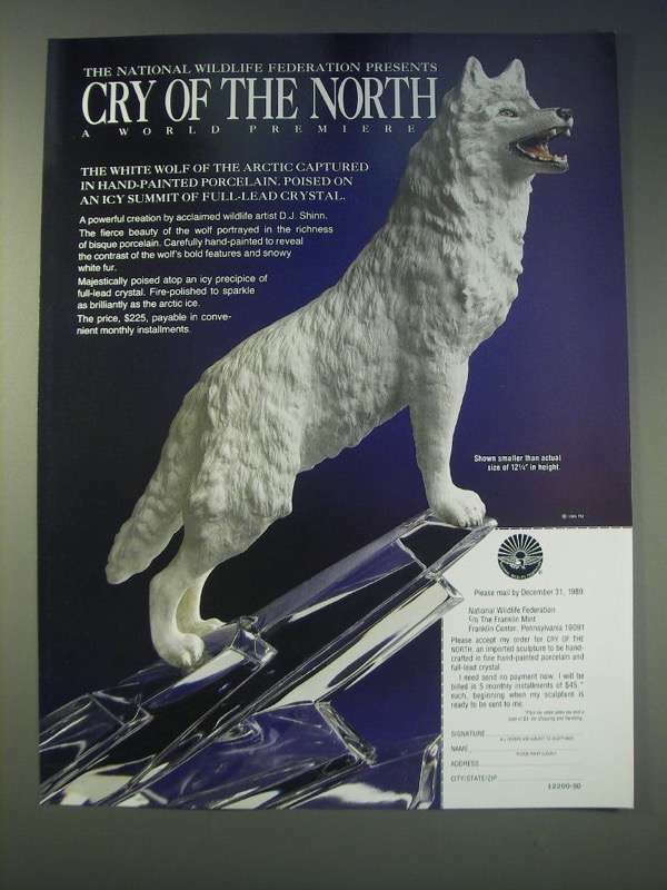 1989 Franklin Mint Ad - Cry of The North by D.J. Shinn