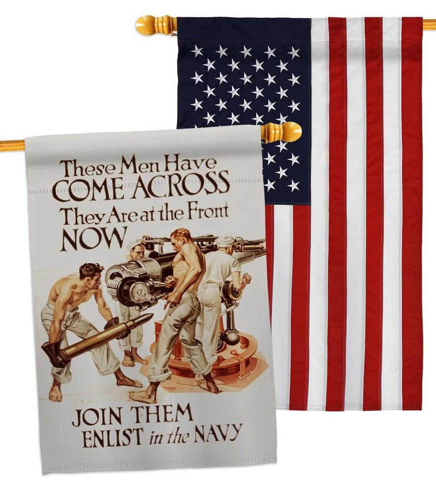 Join Them Enlist House Flag Pack Armed Forces Navy USN Seabee United State Am...