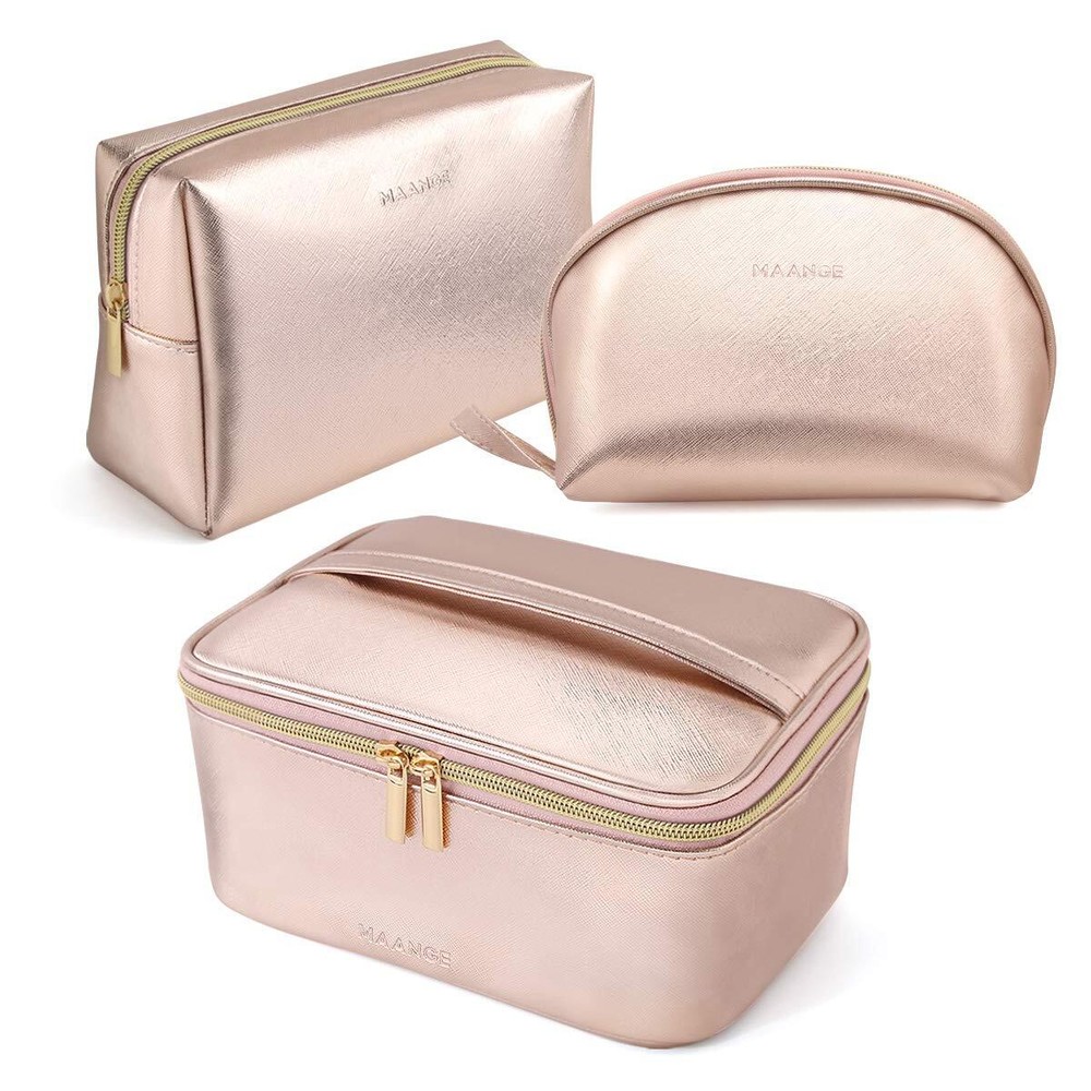 3 Pcs Makeup Bag Portable Travel Cosmetic Bag Large Makeup Bag Organizer with...