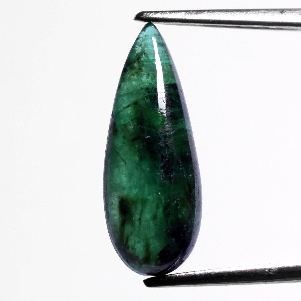 2.43ct Natural Zambian Green Emerald Pear Cabochon Gemstone 14.5x5.5mm