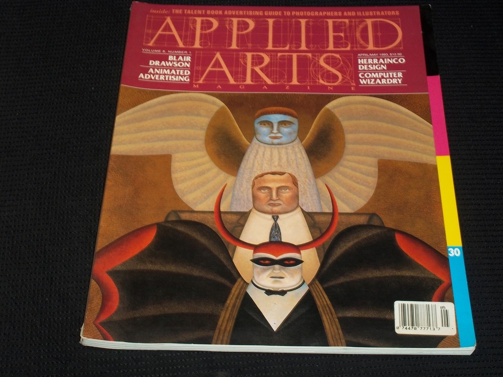 1993 APRIL APPLIED ARTS MAGAZINE - ANGEL DEVIL BUSINESSMAN FRONT COVER - E 3106