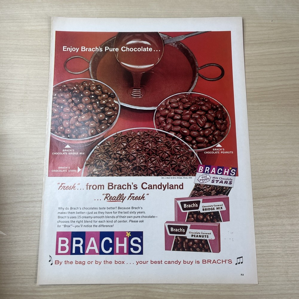 Brachs 1965 Vintage Candyland Chocolate Ad Life Magazine Print