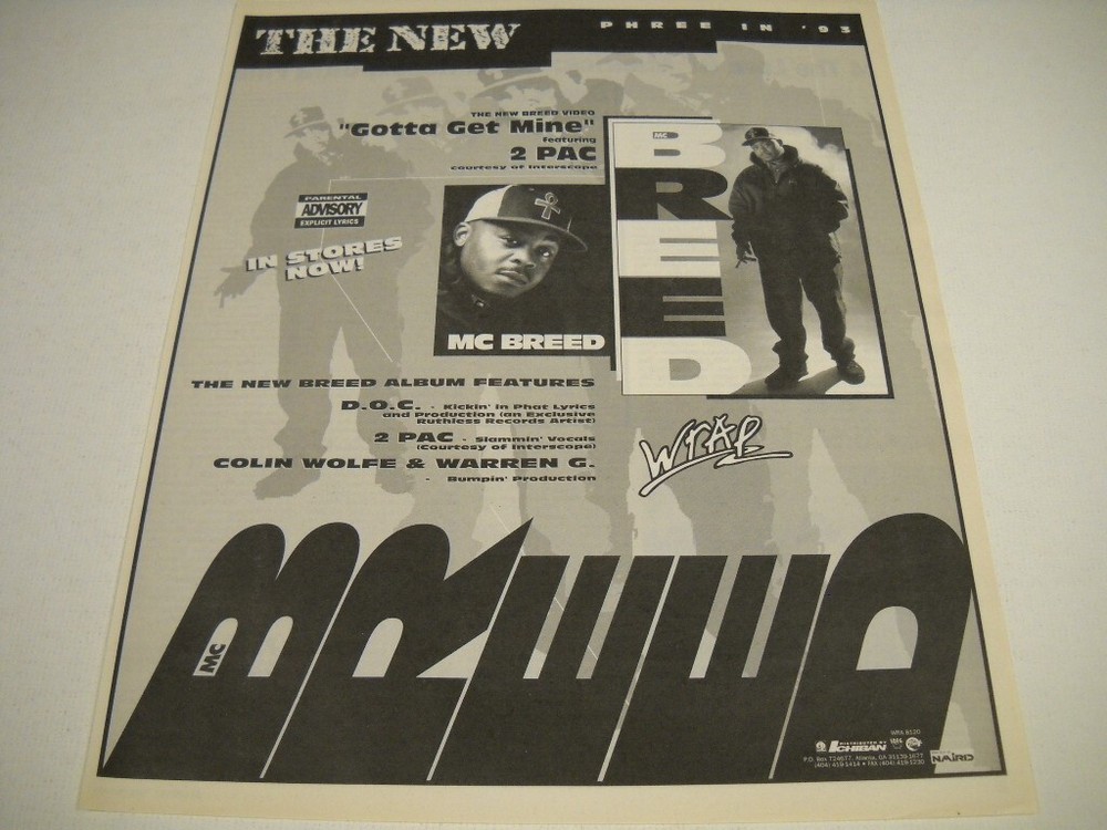 MC BREED the new Breed features D.O.C - 2 PAC others 1993 Promo Poster Ad