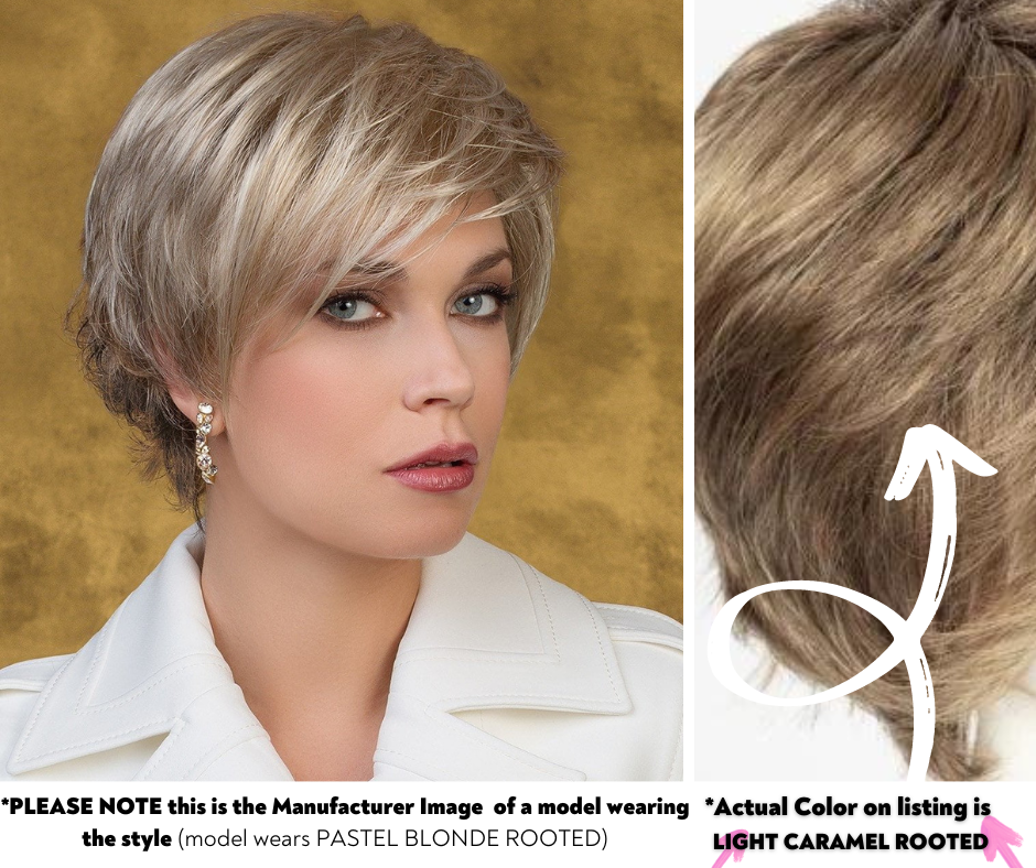 Open Box ellen wille Joy | Synthetic Lace Front Wig (Hand-Tied) - Caramel Rooted