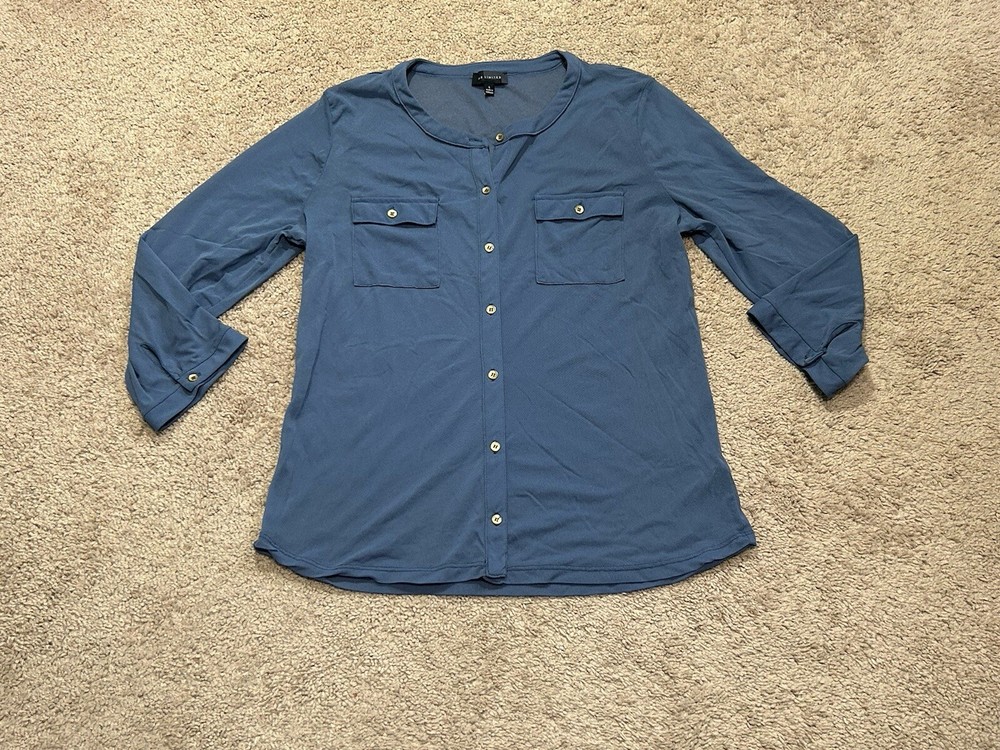 The Limited Womens Shirt Size Large Blue Classic Button Down Pockets