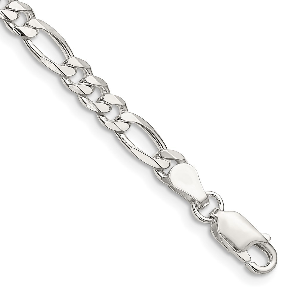 4.5mm 925 Sterling Silver Figaro Chain Anklet 10 Inch 8.1 Grams