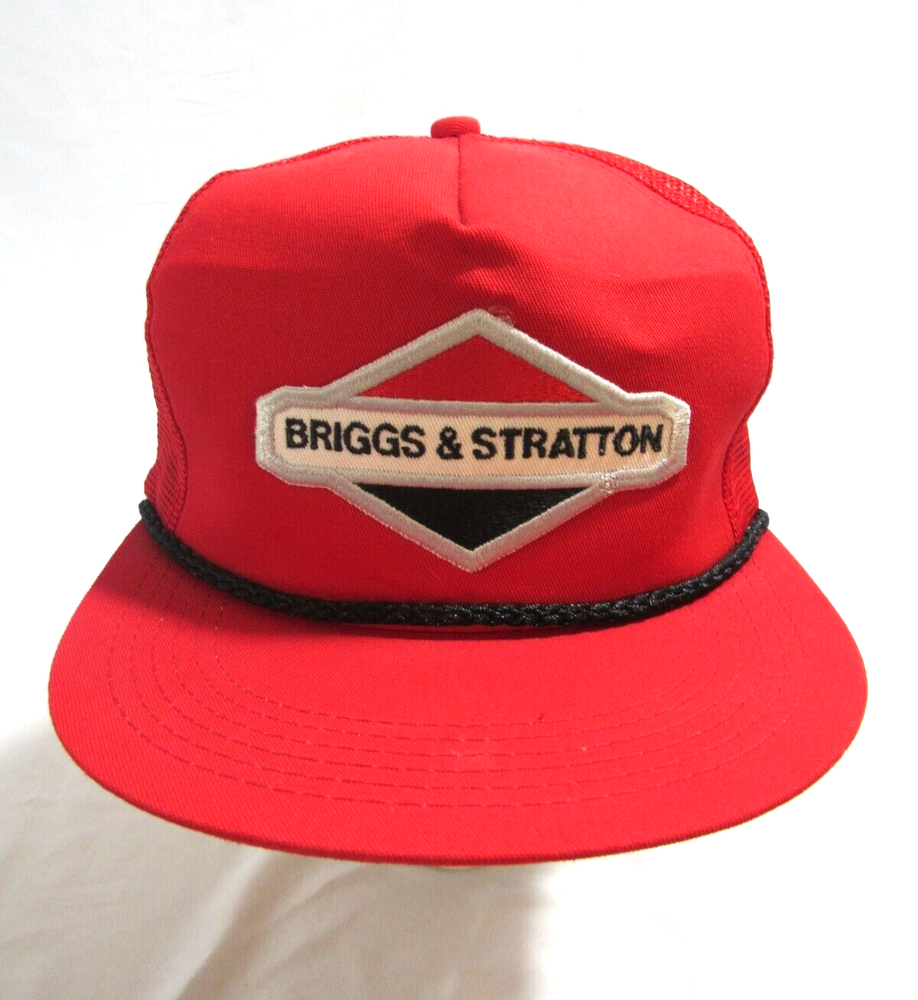 Vintage K Products Briggs & Stratton Red Snapback Trucker Hat MADE IN USA Cap