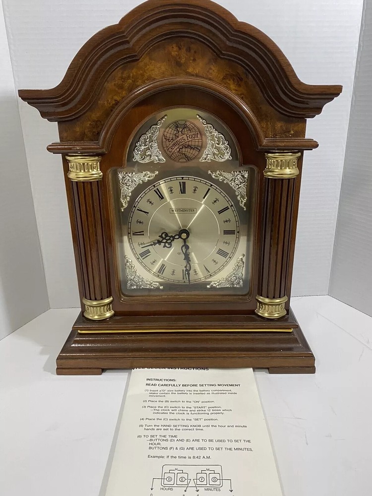 Modern Westminster Chime Quartz Battery Colonial Bracket Style clock TESTED WORK