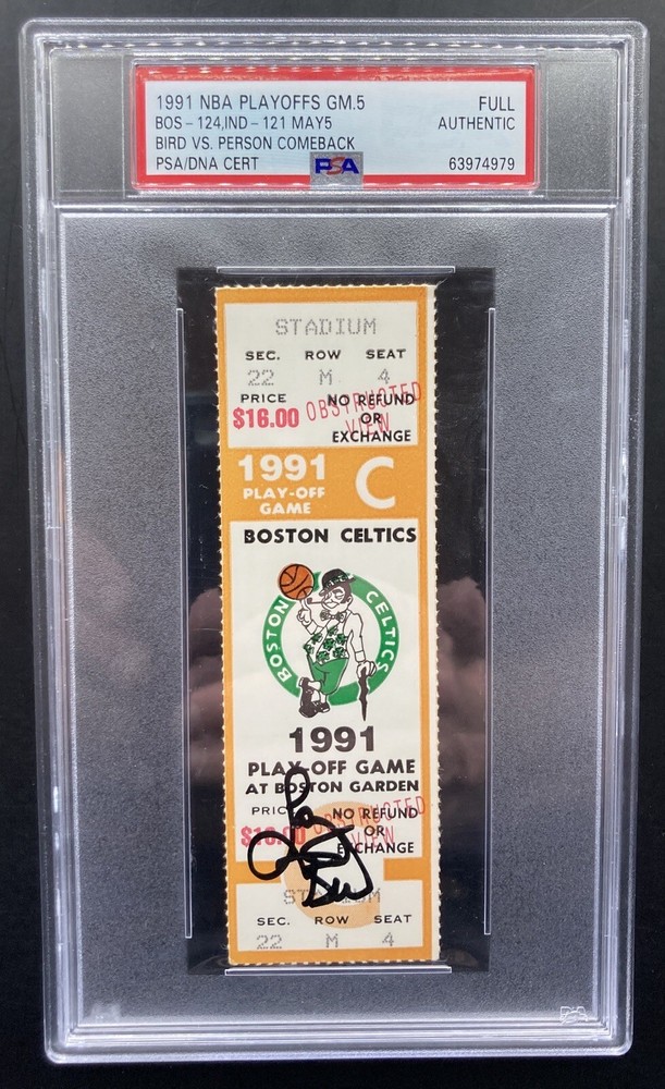 Larry Bird Signed PSA Ticket Full BIRD VS PERSON 1991 GM5 Boston Celtics POP 2