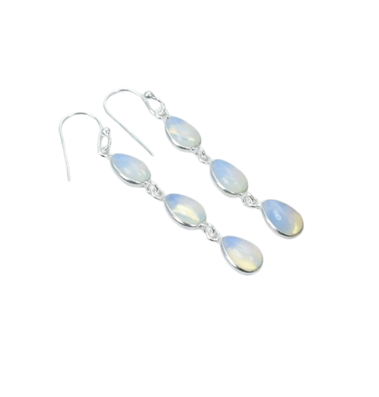 Fine Silver Jewelry Milky Opalite Gemstone 925 Sterling Silver Earrings Jewelry