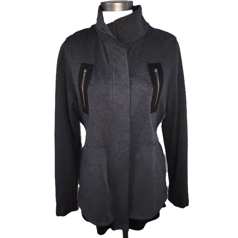 CABI 'Love Carol' Charcoal Grey Fleece Black Mesh Back Utility jacket Size M