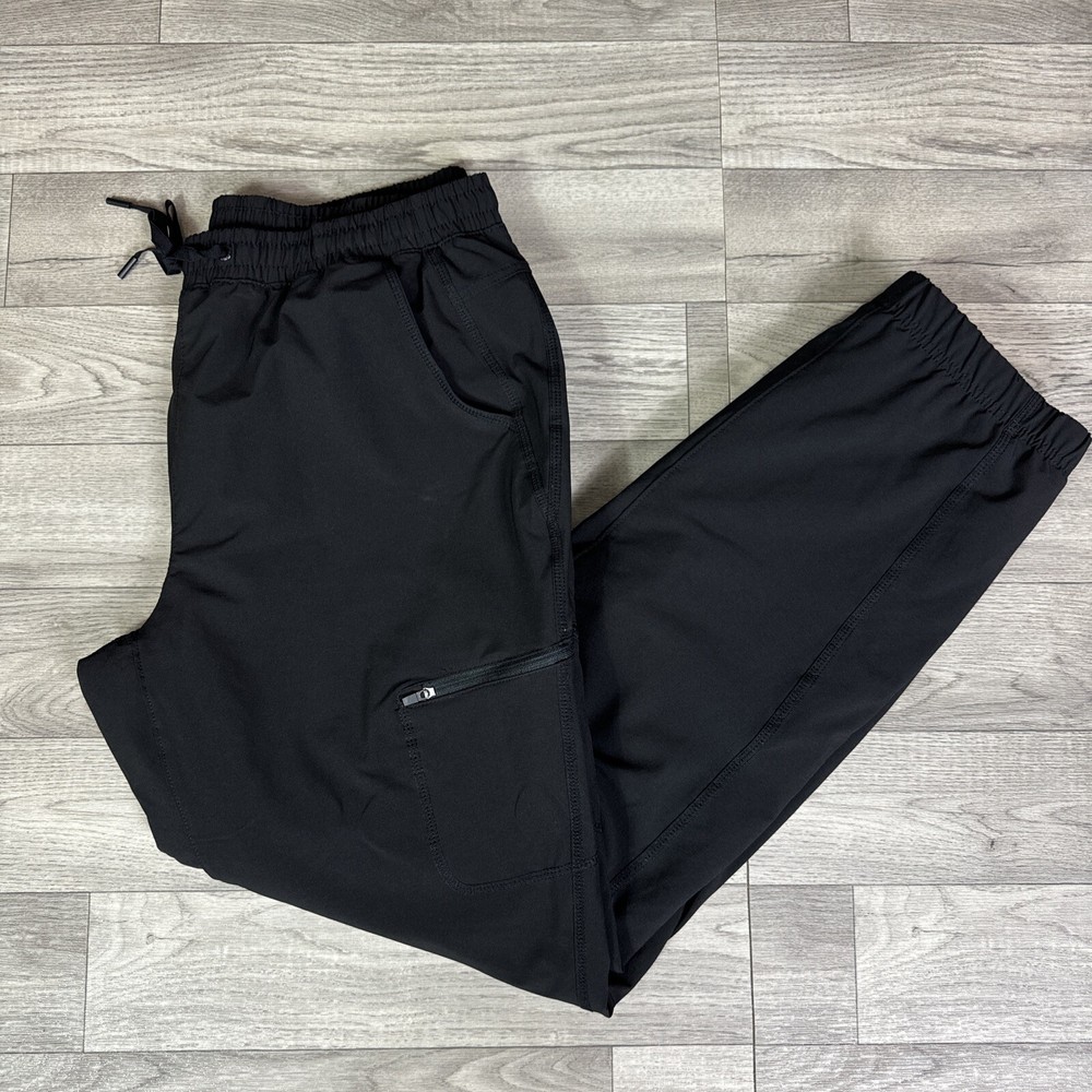 Women's Eddie Bauer Black Fleece Lined Stretch Pull On Jogger Polar Pants sz 12