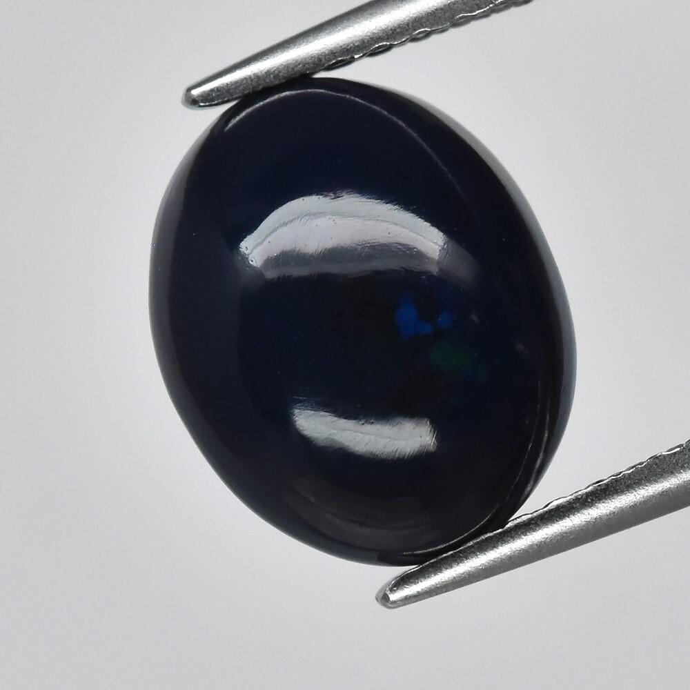 1.87ct 9.8x8mm Oval Cab Natural Floral Flash Play-Of-Color Crystal Black Opal