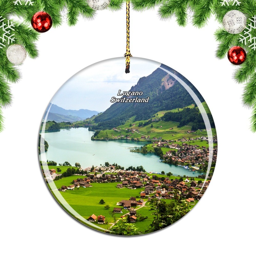 Handcrafted Lake Lugano Switzerland Christmas Ornament Travel Keepsake