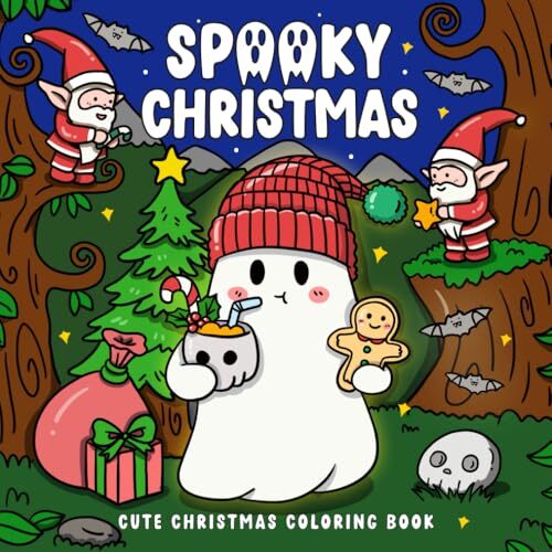 Spooky Christmas: Cute Christmas Coloring Book for Adults and Teens Featuring Ad