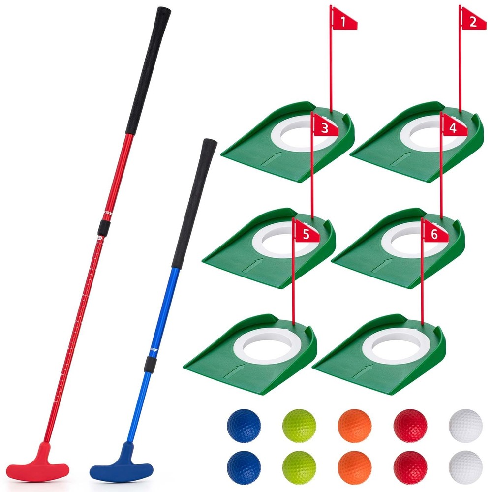 Mini Golf Putting Set 2 Putters 10 Balls 6 Cups - Indoor Gift for Kids