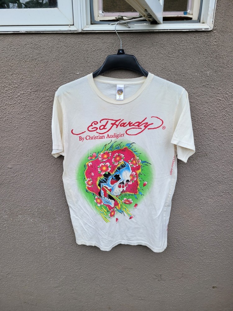 Vintage Ed Hardy Christian Audigier Graphic Tee Size L Large Retro Streetwear