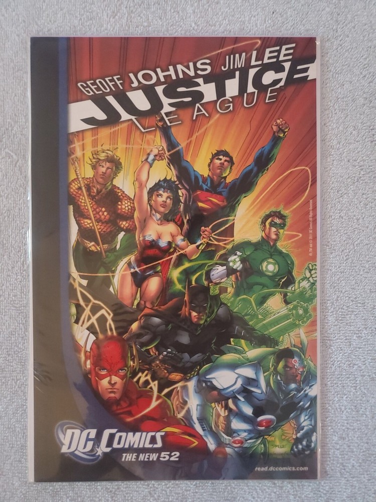 2011 DC Comics JUSTICE LEAGUE New 52 Comic Book Backing Board JIM LEE Art PROMO