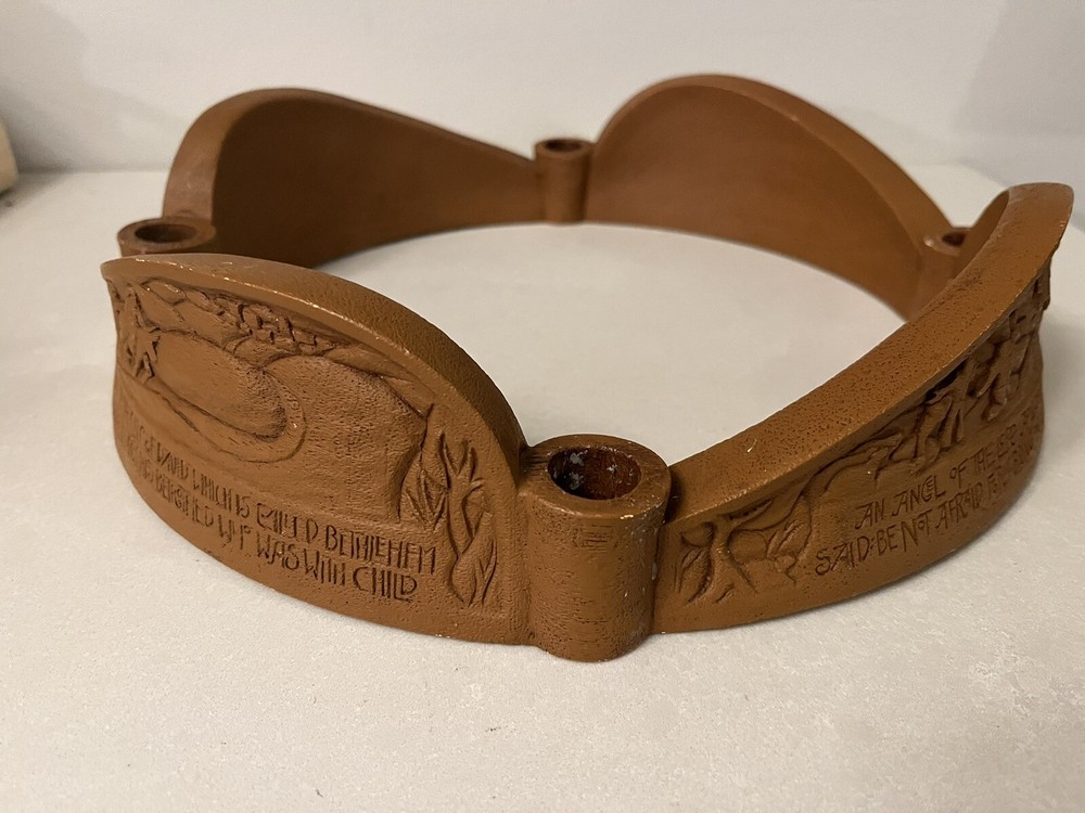 Vintage Abbey Press Resin Christmas Advent Table Candle Wreath Nativity Story-image