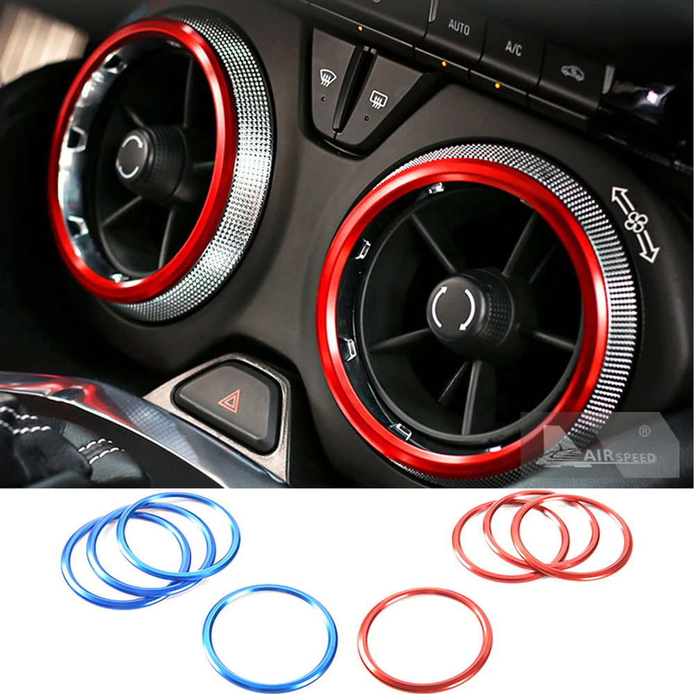 4PCS AC  Rings Interior Accessories Cover Trim for Chevrolet Camaro 2016+ Red