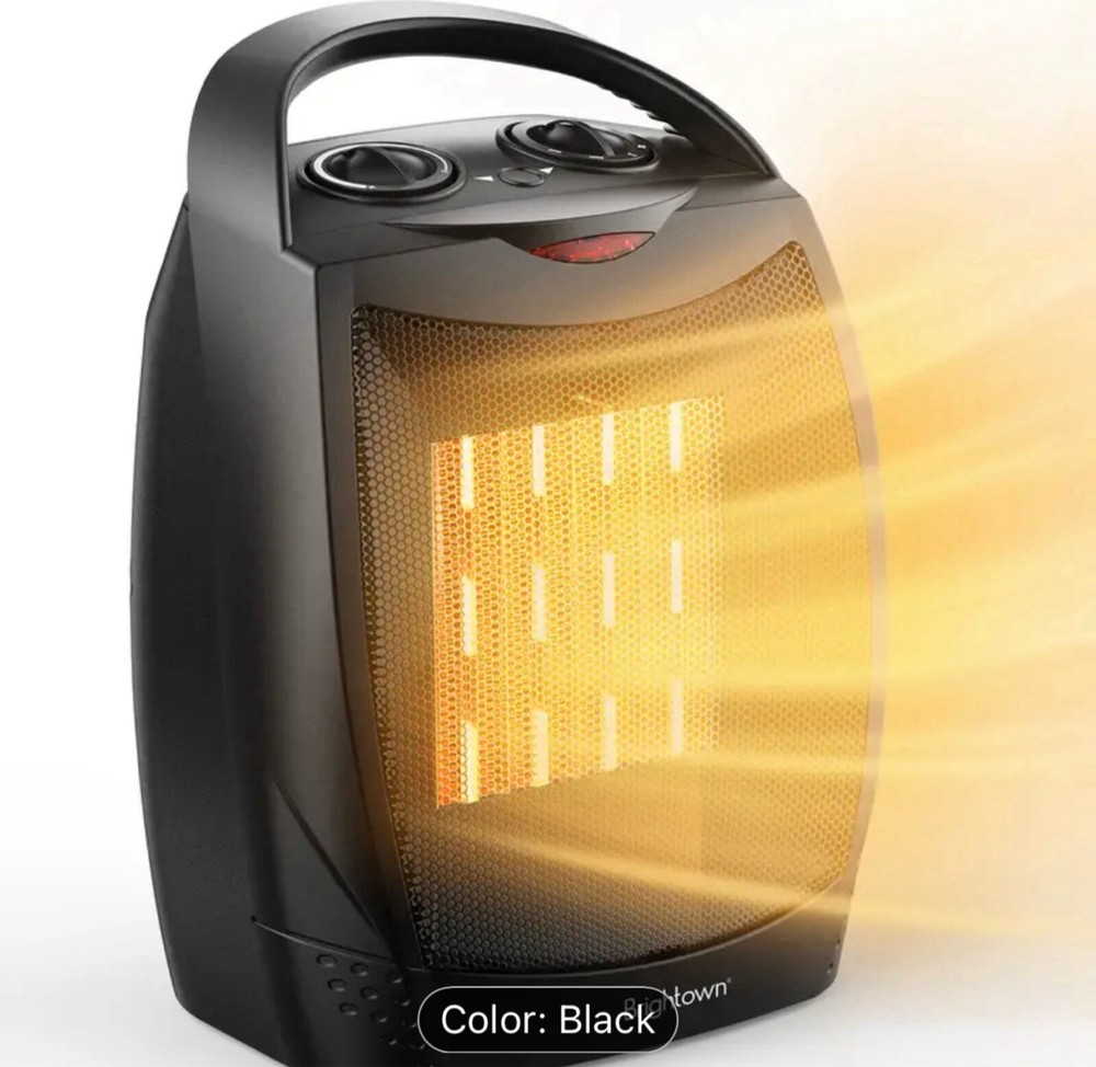 Portable Electric Space Heater 1500W/750W - Safe, Quiet, Ceramic,
