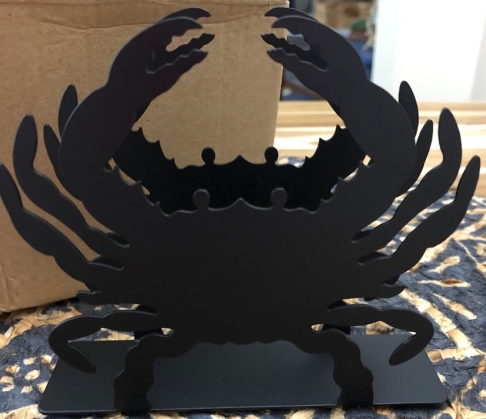 Sea Life Crab Napkin Holder for Table Decor, Black Metal .58