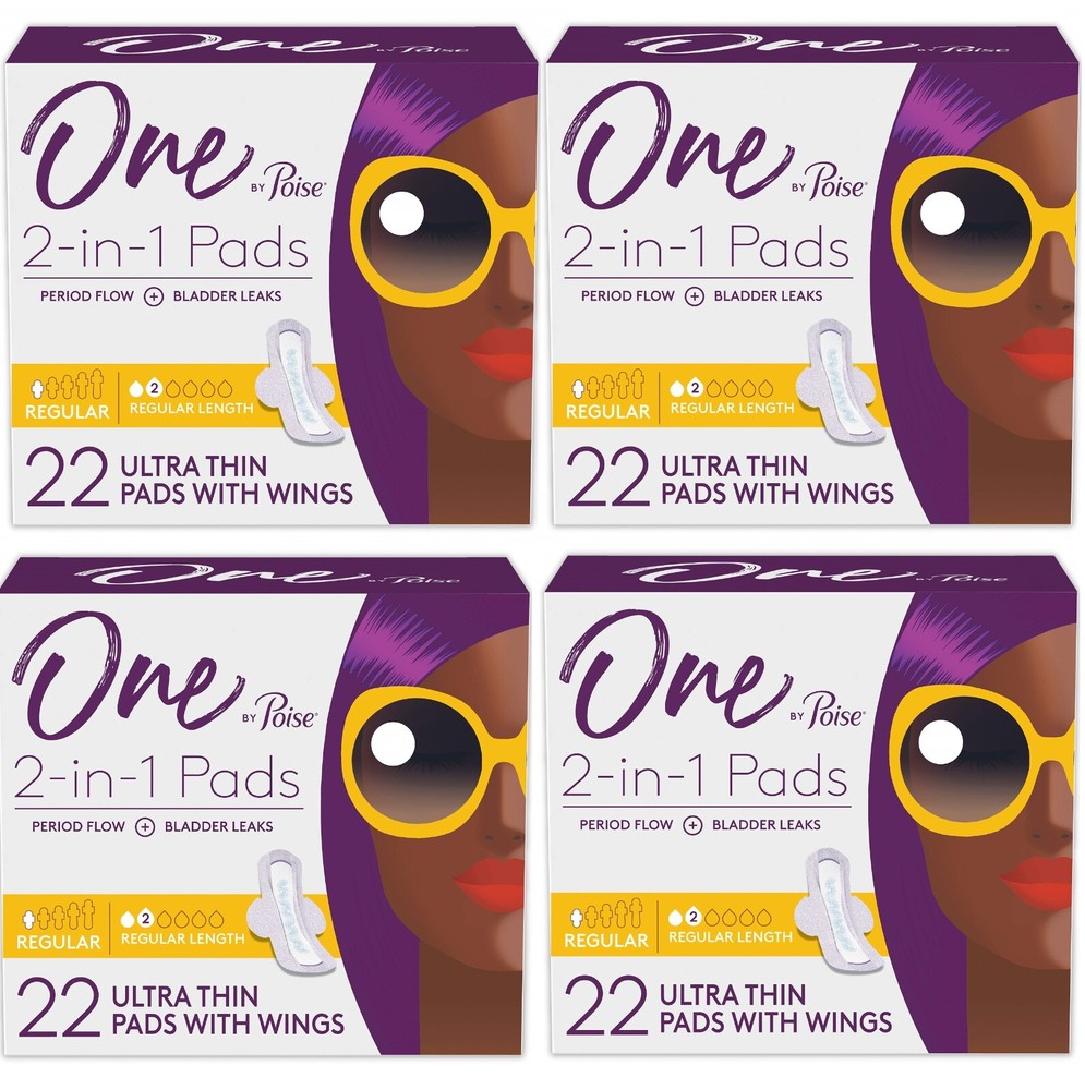 Poise 2-in-1 Regular Pads with Wings 22 Ultra Thin 4 Pack