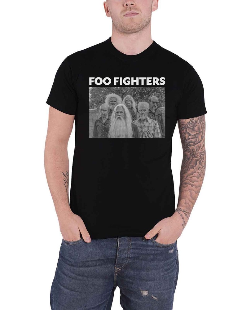 Foo Fighters Official Black T-Shirt with Vintage Band Photo and Logo