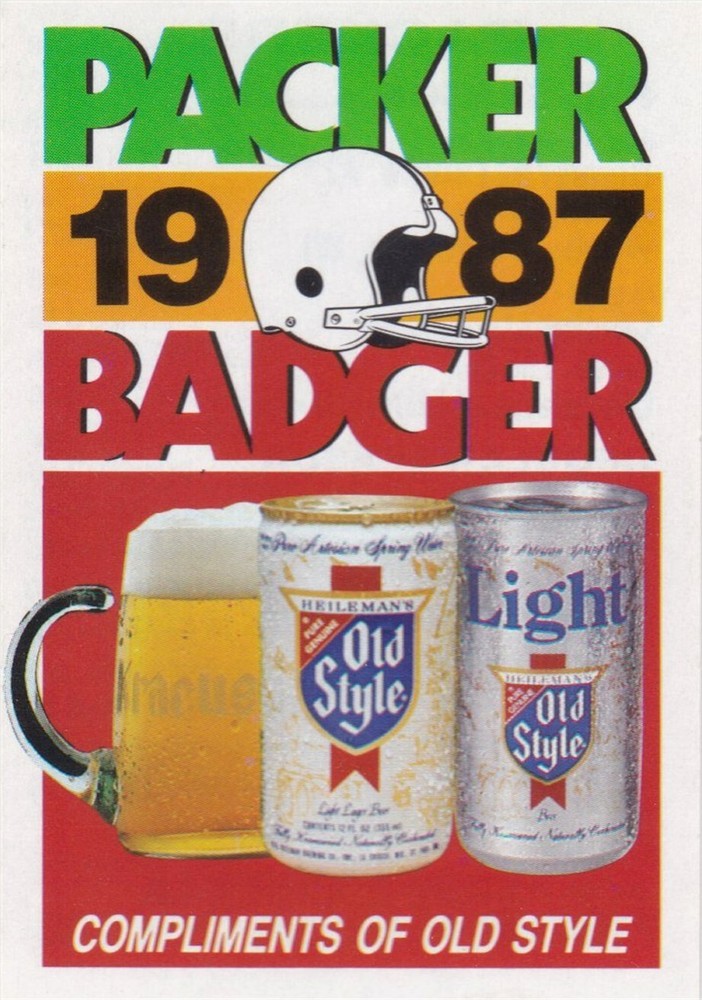 1987 Green Bay Packers, Badgers Football Pocket Schedule- Old Style Beer
