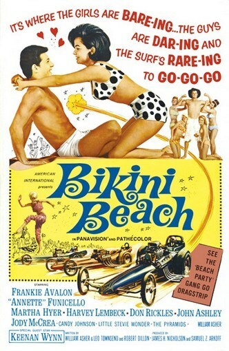 BIKINI BEACH MOVIE POSTER Frankie Avalon RARE 26x40 in