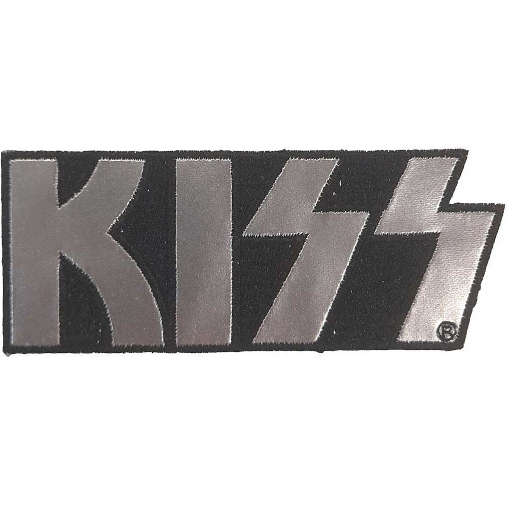 KISS Patch Chrome Band Logo new Official Black Woven Iron On 40 x 95mm Size