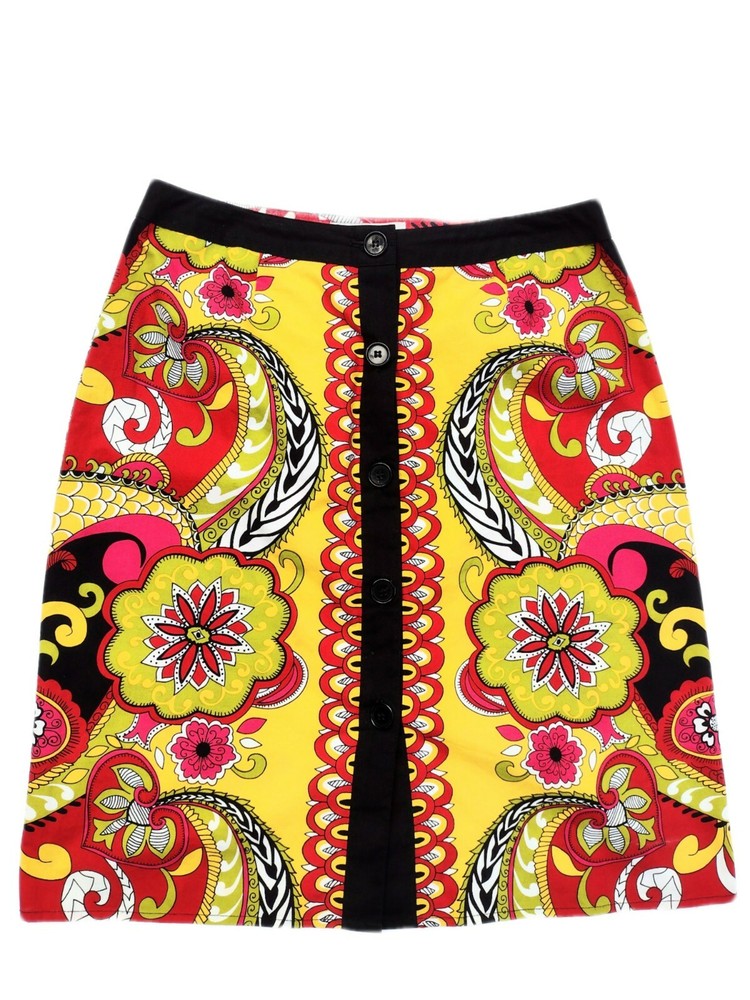 ABR New York Floral Print Knee-Length Pencil Skirt Size 4 Geometric Button-Up Design-image
