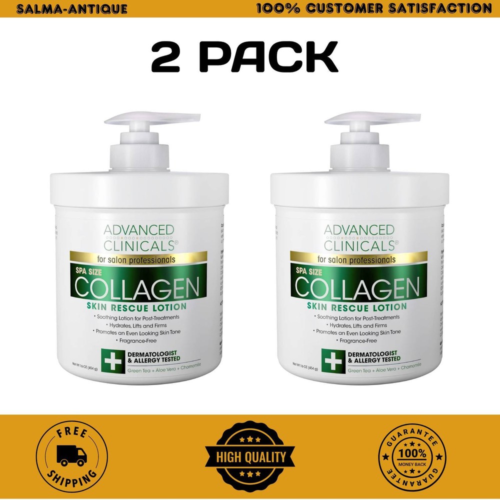 Advanced Clinicals Collagen Skin Rescue Lotion. Hydrating Body Cream for Hands,