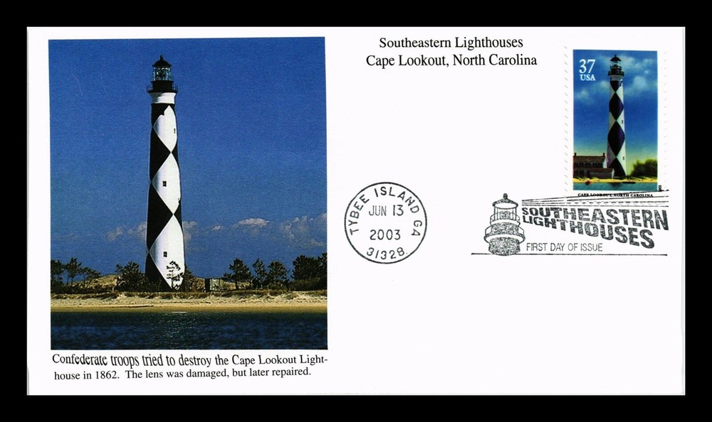 DR JIM STAMPS US COVER CAPE LOOKOUT NORTH CAROLINA SOUTHEASTERN LIGHTHOUSES FDC