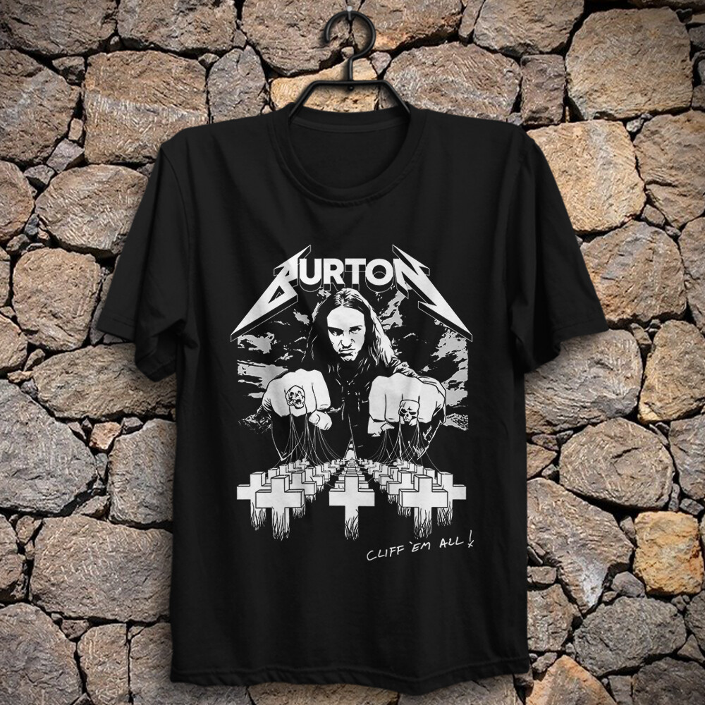 Cliff 'Em All Album by Metallica Tee Cliff Burton Black & White Dave Mustaine