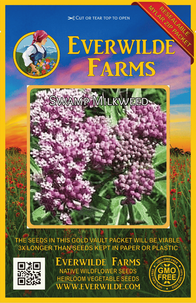 1 Oz Swamp Milkweed Wildflower Seeds - Everwilde Farms Mylar Seed Packet