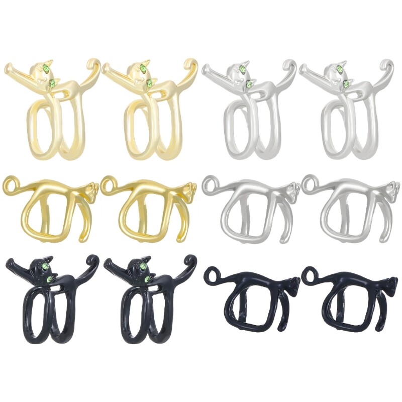 1 Pair Unique Cats Earrings Green Eyes Cats Ear Clip Nonslip Fashion Ear Jewelry
