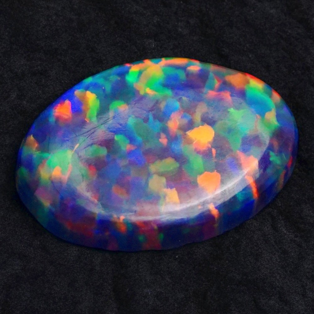 AAA+ Black Silk Opal Cabochon 16x12mm 4.45ct Fire Loose Gem