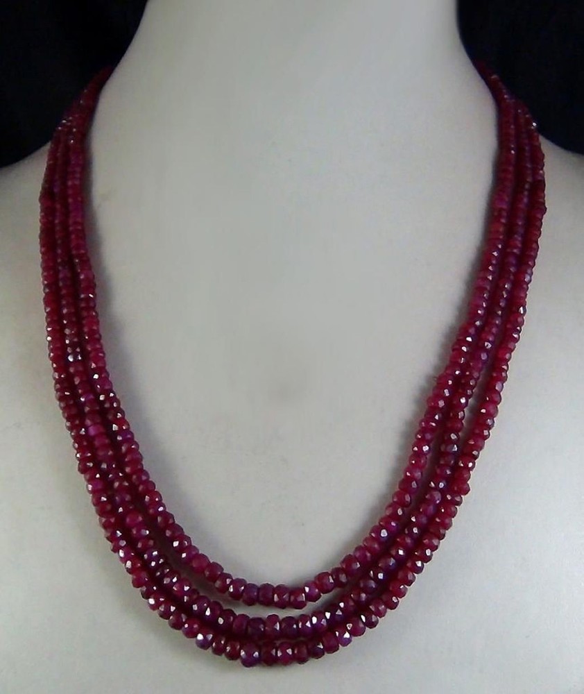 Natural AAA Jade Faceted Beads 3-Strand Necklace 17-19 Inches-image