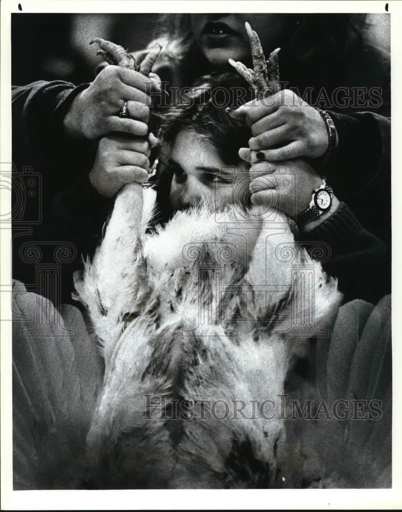 11-year-old Abby Wells with her turkey at Texas Stock Show 1993-image