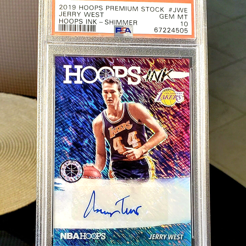 Jerry West 2019 Hoops Premium Hoops Ink Autographs Shimmer PSA 10 POP 3 Gem Mint