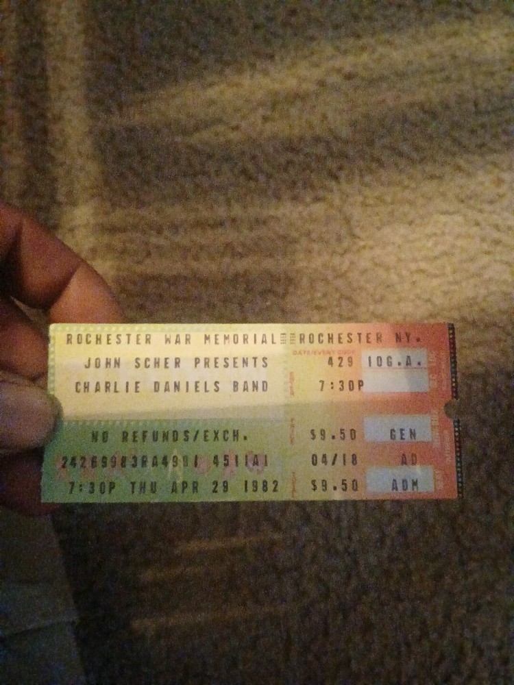 1982 Charlie Daniel's Band  Ticket Stub