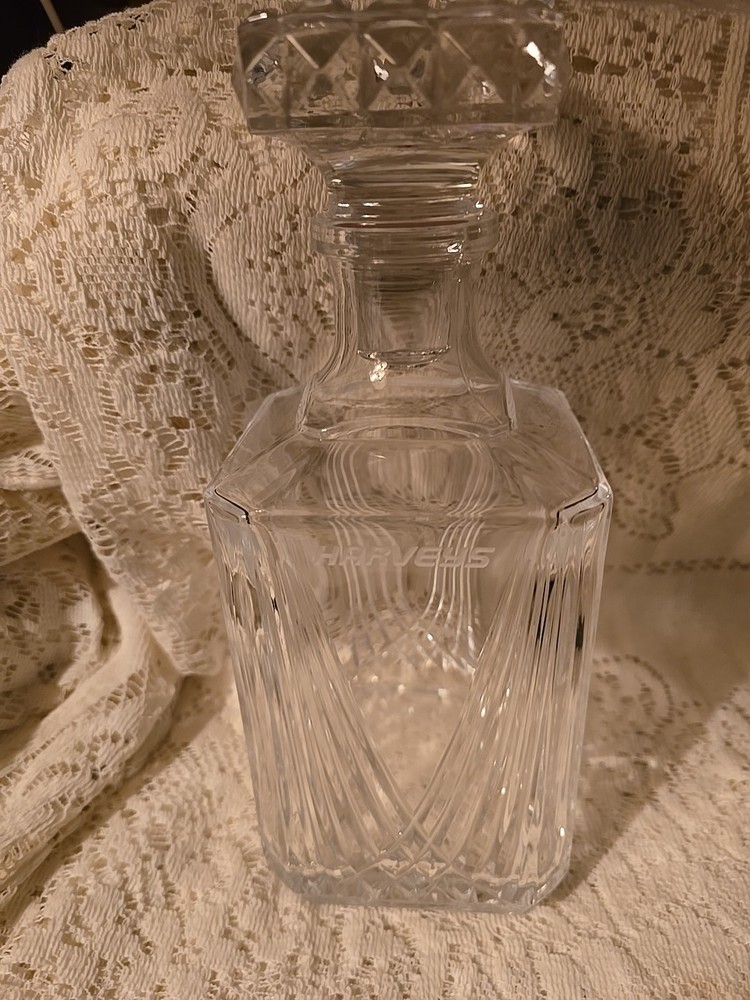 Vintage Harvey's Lake Tahoe Clear Glass Decanter with Stopper  