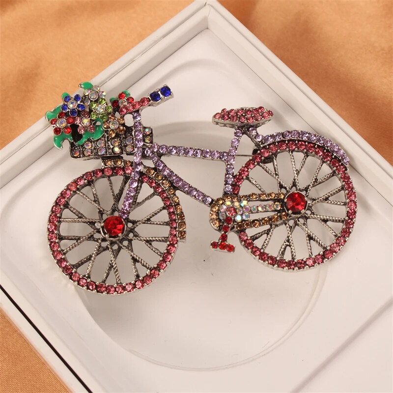 Vintage Classic Bicycle Brooch Pin Famous Designer Metal Badge Women Accessories
