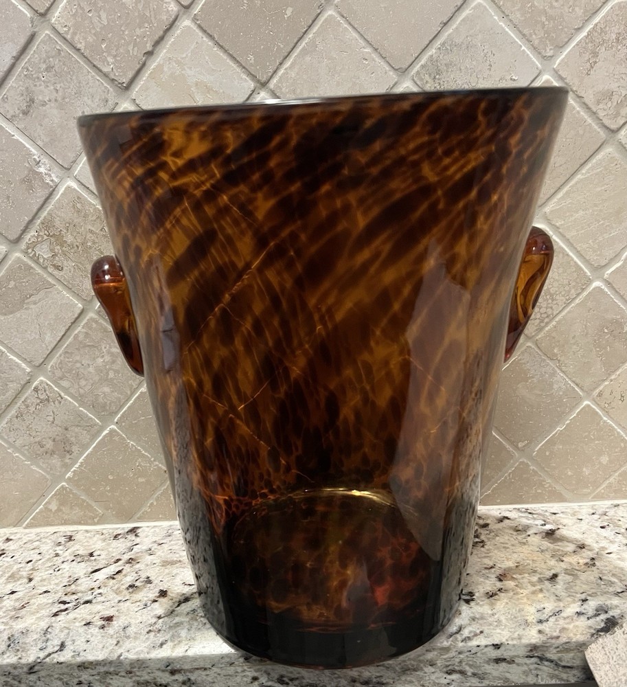 1960s Italian Tortoiseshell Handblown Glass Wine Cooler Bucket