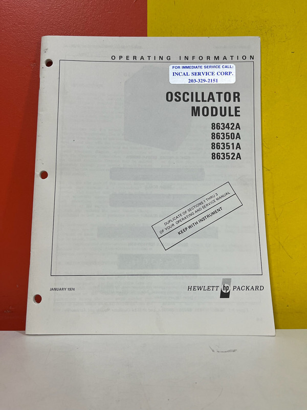 HP Oscillator Module 86342A 86350A 86351A 86352A Operating Information