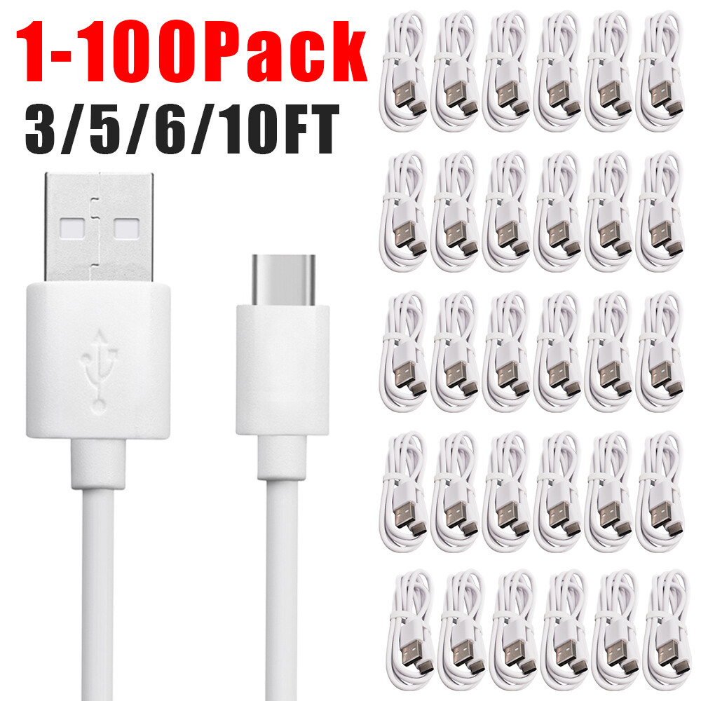 USB Type C Data Cord Charger Cable Fast Charging USB-A to USB-C Lot 3/5/6/10FT
